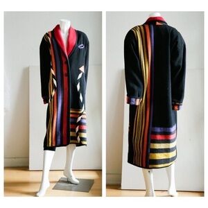 Vintage Canvasbacks Wool Patchwork Colourful Blanket Coat M